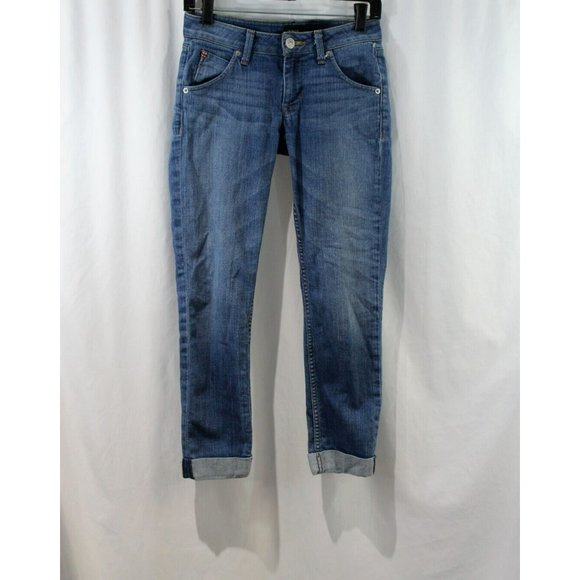 Hudson Jeans Denim - Hudson Womens Medium Wash Bacara Crop Straight Cuff Jeans 25